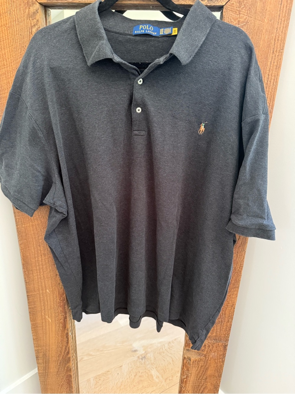 Ralph Lauren Men's Charcoal Black Polo with Embroidered Pony